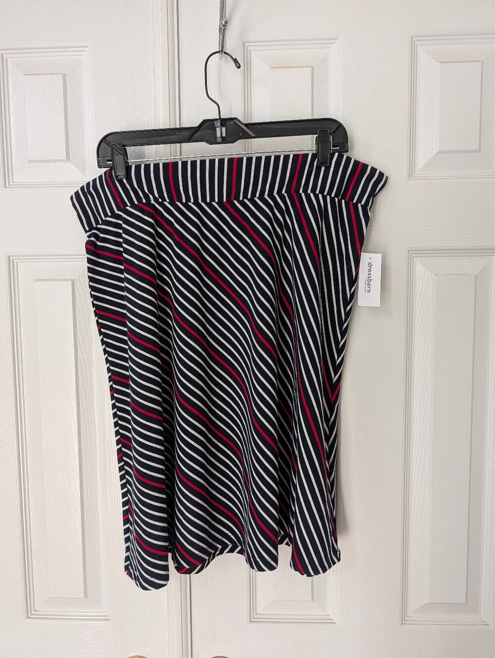 Dress Barn Black, White & Pink Striped Circle Skirt - Tags Attached